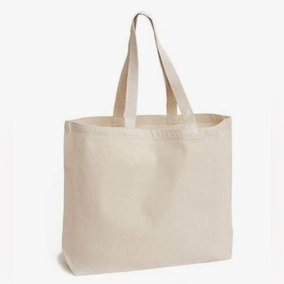 5 for $25 NEW Canvas Tote Bag NWOT Cream 100% Cotton Shopper Carryall Boat Tote - Picture 1 of 8